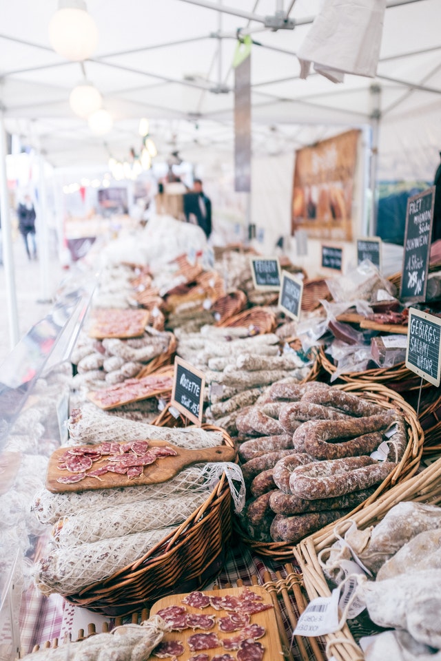 Picture of lots of salami and dried meat options
